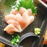 ろばたやき山ろく - 魚のようにモチモチなささ身刺し(^^)