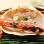 松川 - 間人蟹の焼きと身と蟹味噌の飯蒸し