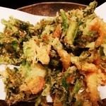 山海里 清ぼう - せりと小エビの天ぷら