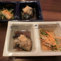 瓦町どら鴨 - なすのお浸し　豆苗のお浸し