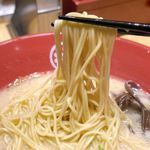 豚骨らーめん 福の軒 - カタメ茹での麺はコシに優れて、円やかな豚骨スープとの相性抜群！シンプル・イズ・ベストな一品でした。