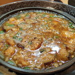 銘酒逸品　風来 - 湯葉と茄子の花山椒麻婆