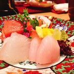 かわうち - お造り  手前ヒラメとシマガツオ