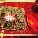 かわうち - 国産牛サーロイン 梅肉ソース  山葵の醤油和え