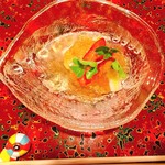 かわうち - 貝の酢の物 和風ジュレドレッシング 乙女の涙のトマトがアクセントに