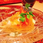 かわうち - 貝の酢の物 和風ジュレドレッシング 乙女の涙のトマトがアクセントに