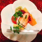 かわうち - 黒糖ムース フルーツ添え