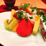 かわうち - 黒糖ムースのフルーツ添え