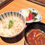 天麩羅 巽 - じゃこご飯、赤出汁、香の物