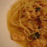 ラ・ベットラ・ダ・オチアイ - エビ・イカ・ホタテのスパゲティのアップ