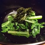 鈴しろ - 無農薬の春菊と海苔の温かいお浸し