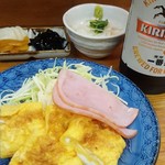 会津屋食堂 - 卵焼き＆定食の小鉢(お新香、山芋)