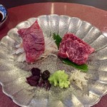 京松蘭はなれ - コブの炙り、ハラミの刺身