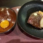 京松蘭はなれ - 佐賀イチボすき焼き、烏骨鶏卵