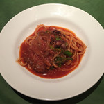 ワインレストラン ドミナス - ホタルイカと菜花のトマトスパゲティ
