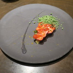 sincere - あまおうのタルト ヨモギと菜の花 フキノトウのアイスクリーム 日本酒(くどき上手)のソースで1