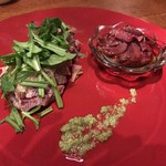 河内鴨のたたき、生ﾚﾊﾞｰ