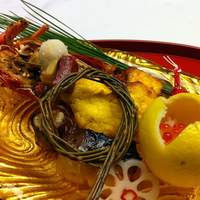隠れ里車屋 - 祝取肴 伊勢海老黄金焼 花蓮根 魴味噌柚庵焼 錦なます 近江蒟蒻 八幡巻 百合根団子