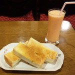 喫茶軽食 竹 - ミックスジュースバタートースト