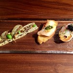 エニェ - 蛍烏賊のコカ　水ダコのブラサ アリウムのソース　真鯛のセビーチェ キャビア添え　