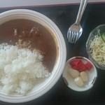 夢の湯レストラン銀河 - 見た目は何カレーかわかりません。らっきょう、薄味でおいしい…