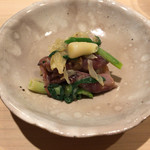 すし宮川  - ホタルイカ 晩白柚 あさつき アスパラ   酢味噌和え