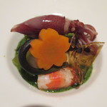 蓮菜 - 木の芽味噌和えアップ。鮑が旨い。