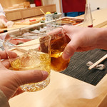 鮨ひがし山 - ▲私は梅酒@400(食前酒)彼は烏龍茶