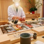 鮨ひがし山 - ▲2杯目からお茶(あがり)にしました