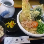 手造りうどん 楽々 - 天ぶっかけ定食  1180円