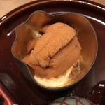 まき村 - 根室産馬糞海胆と生湯葉の美味出汁ジュレ