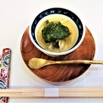 山玄茶 - 『フカヒレとゆり根の茶碗蒸し』～!! 冷たい茶碗蒸し～!! 中には『フカヒレ』『白魚』『汲み上げ湯葉』『ウニ』『柚子』『花わさびのお浸し』が入っていた～♪( ^o^)ﾉ