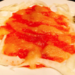 名前のないイタリア料理店 - 『西米良サーモンのカルパッチョ リンゴソース』様（値段不明）