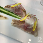 プレヴナンス - 前菜：真鯵の炙り　アンチョビのソースで