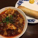 中華料理 獅子 - 中国料理獅子(チョイ飲みセットの四川麻婆豆腐、春巻き)