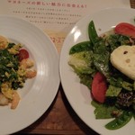 ロイヤルガーデンカフェ 渋谷店 - ふわふわたまごと菜の花と海老のマヨソテーと１０種の野菜と雑穀のホワイトオムサラダ