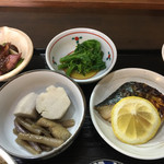 ささら - ホタルイカぬた サバ塩焼き 炊き合わせ 
      菜花からし和え