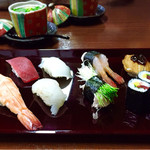 松乃寿司 - ▲お盆に盛り付け