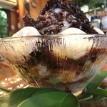 いちょうの木 - 白玉、ベイリーズ、ブラックココア、ラムレーズンペースト、あんず、カルバドス、だだちゃ豆入りずんだあん、寒天の8種盛り 900円