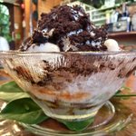 いちょうの木 - 白玉、ベイリーズ、ブラックココア、ラムレーズンペースト、あんず、カルバドス、だだちゃ豆入りずんだあん、寒天の8種盛り 900円