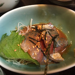 鮮菜家 - 分厚いアジの刺身