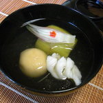 千松しま - 鯒、水茄子、粟餅、茗荷の吸物。