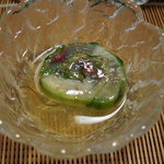 千松しま - 海老ともずくのあとから鮎のうるか巻。