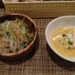 洋食カフェもみじ堂 - 春雨サラダ＋コーンポタージュ