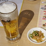 上海屋台 - 乾杯のビールとお通し