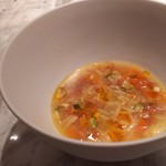 フレンチ串揚げ BEIGNET - 1703 フレンチ串揚げ BEIGNET 【〆】ミネストローネ風リゾーニ エビオイル(これまたまさかのおかわり自由)