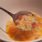 フレンチ串揚げ BEIGNET - 1703 フレンチ串揚げ BEIGNET 【〆】ミネストローネ風リゾーニ エビオイル(これまたまさかのおかわり自由) リゾットみたいな見た目ですがパスタでプリプリ