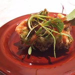 フレンチ串揚げ BEIGNET - 1703 フレンチ串揚げ BEIGNET 5串目 桜海老と菜の花のかき揚げ ハーブサラダ