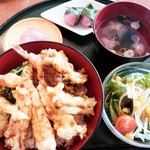 キリンビアレストラン ハウベ - 春の天丼セット　1,000円　2017/03
