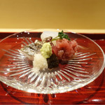 銀座 しのはら - 2017/3_お造り（鮪、鰆、ハリイカ）